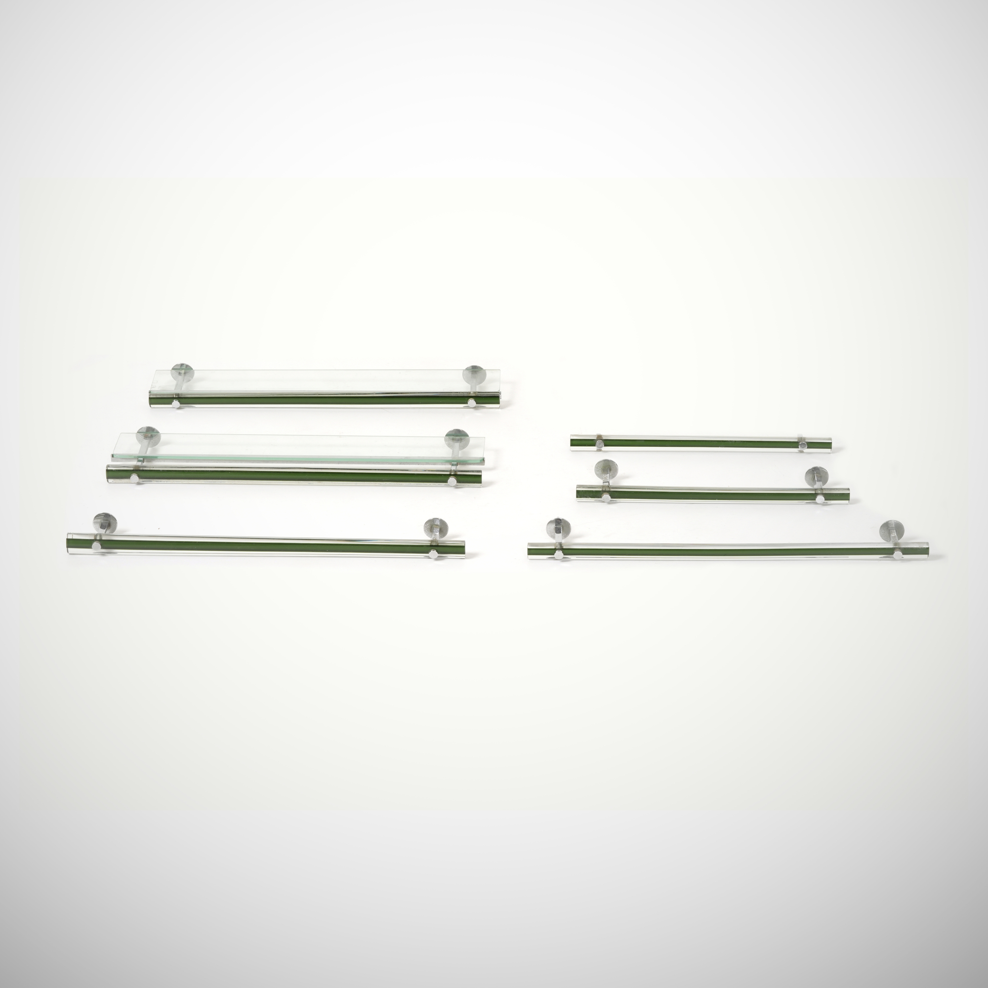 Venini - Set da bagno con specchiera in vetro e metallo cromato