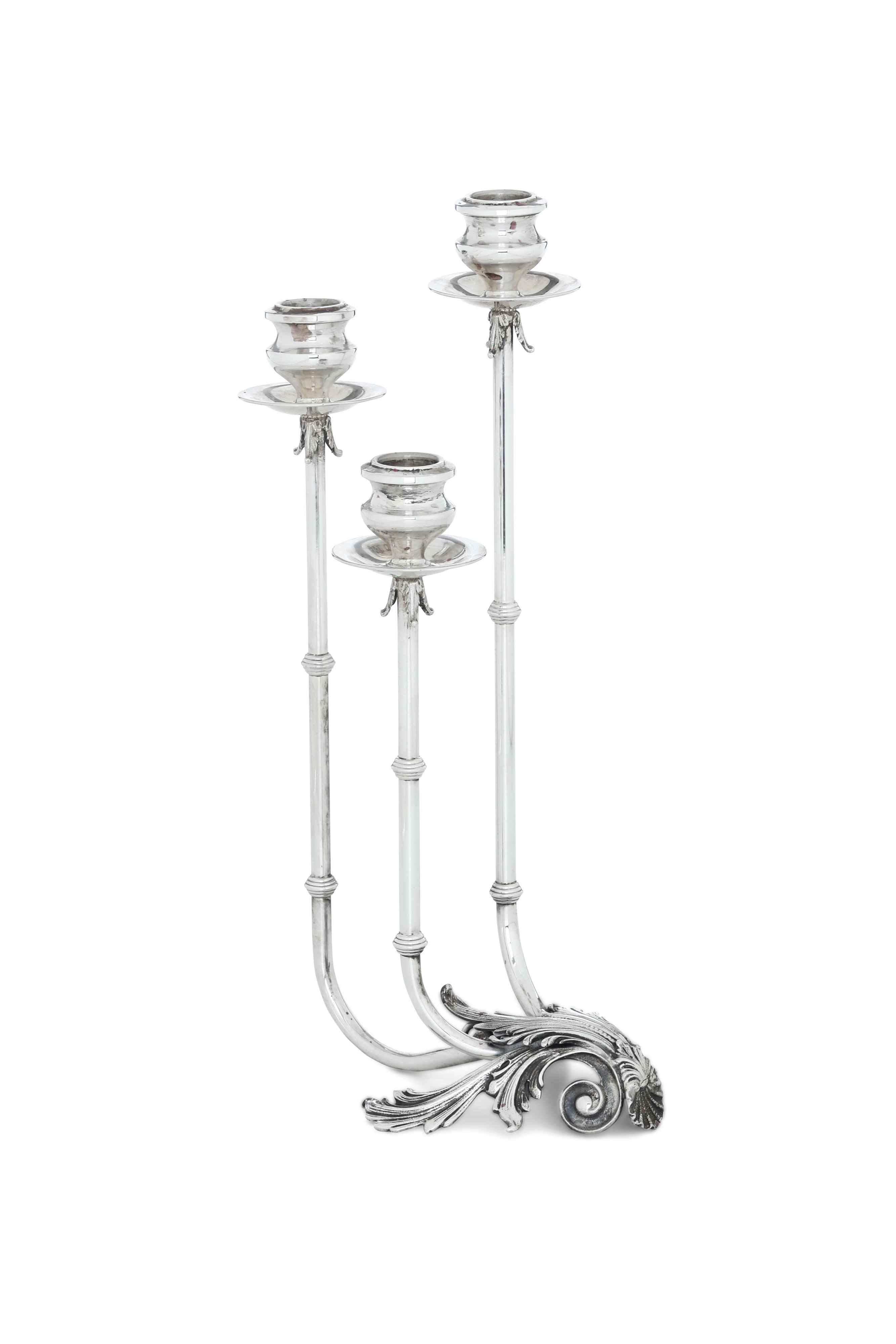 Candelabro a Tre Fiamme. Argenteria Toscana del XX Secolo, Argentiere F.lli Raddi