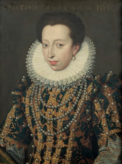 Scuola del XVII secolo, Ritratto di Cristina Gran Duchessa d'Austria, olio su tela