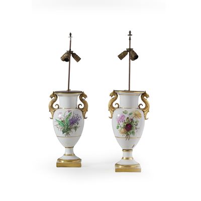 Coppia di Vasi in Ceramica Montati a Lampada