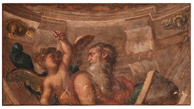 Profeta e amorino, strappo d’affresco
