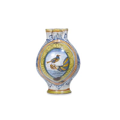 Bottega dell’Italia centrale, Grande boccale e albarello, maiolica (XX secolo)