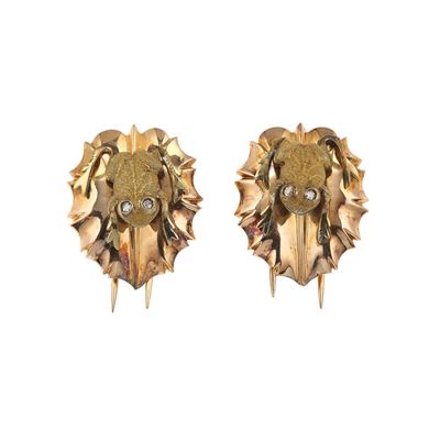 Coppia di clips 'rane' in oro giallo 750/1000