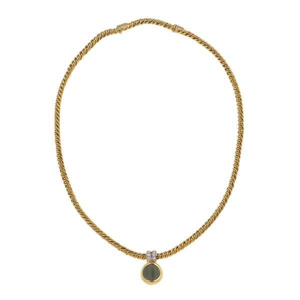 Pomellato. Girocollo con prasiolite sfaccettata e diamanti