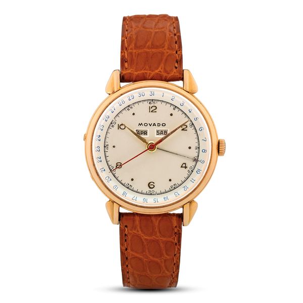 Calendomatic ref. 6203 in oro rosa 18k, quadrante argentè con indicazione di mese, giorno della settimana e giorno del mese, carica automatica, 38 mm, con scatola originale