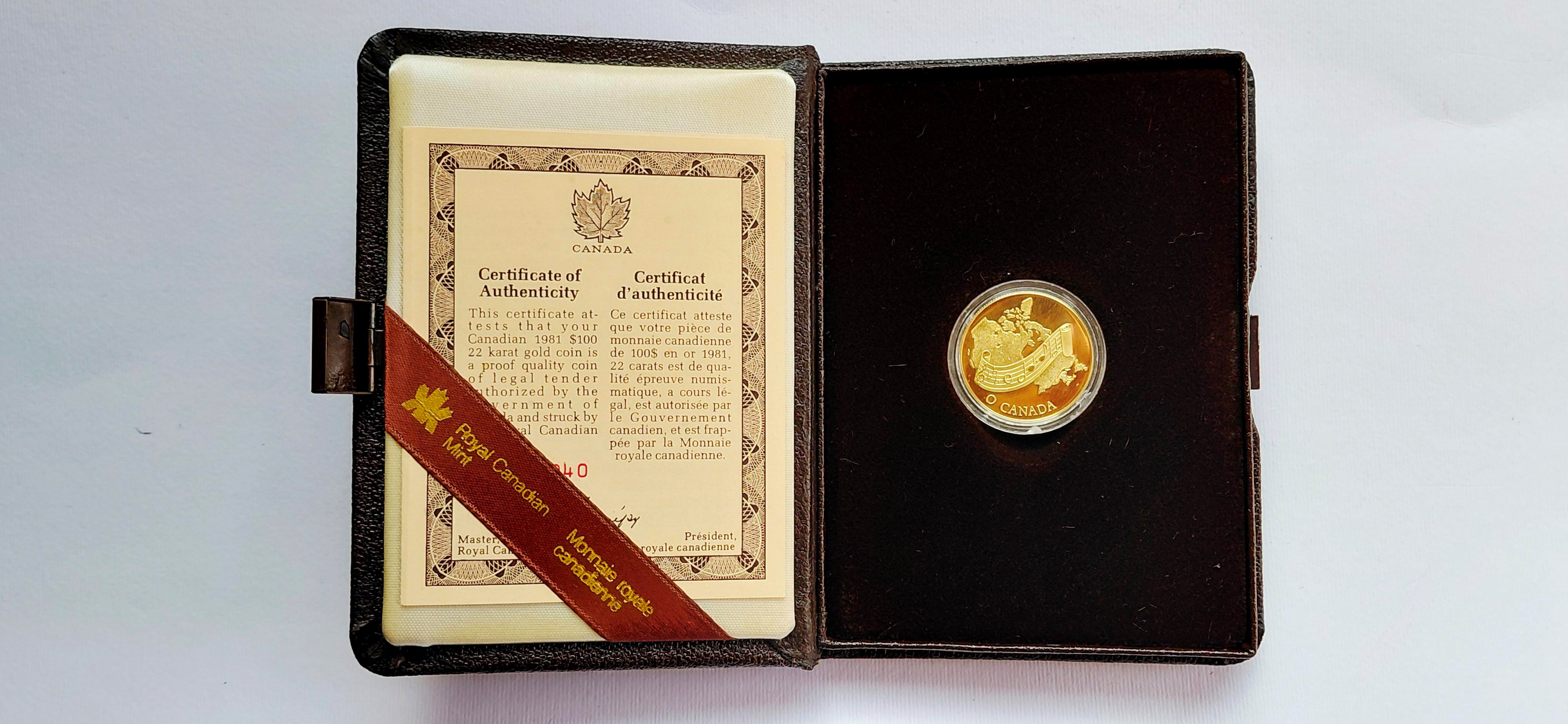 Elisabeth II, 100 Dollari Canada 1981, oro (917), FDC