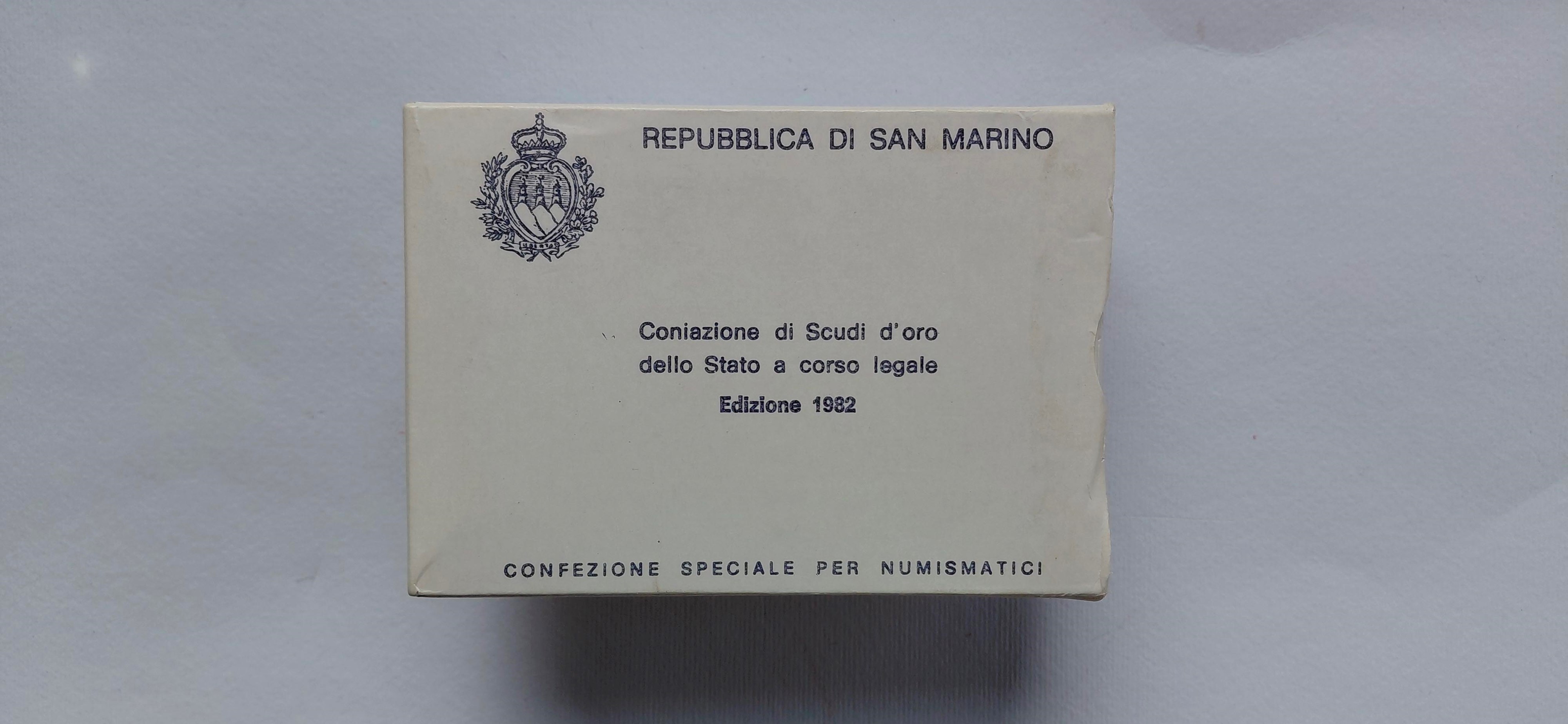 San Marino, Lotto di due monete: 2 Scudi e Scudo 1982, oro 917