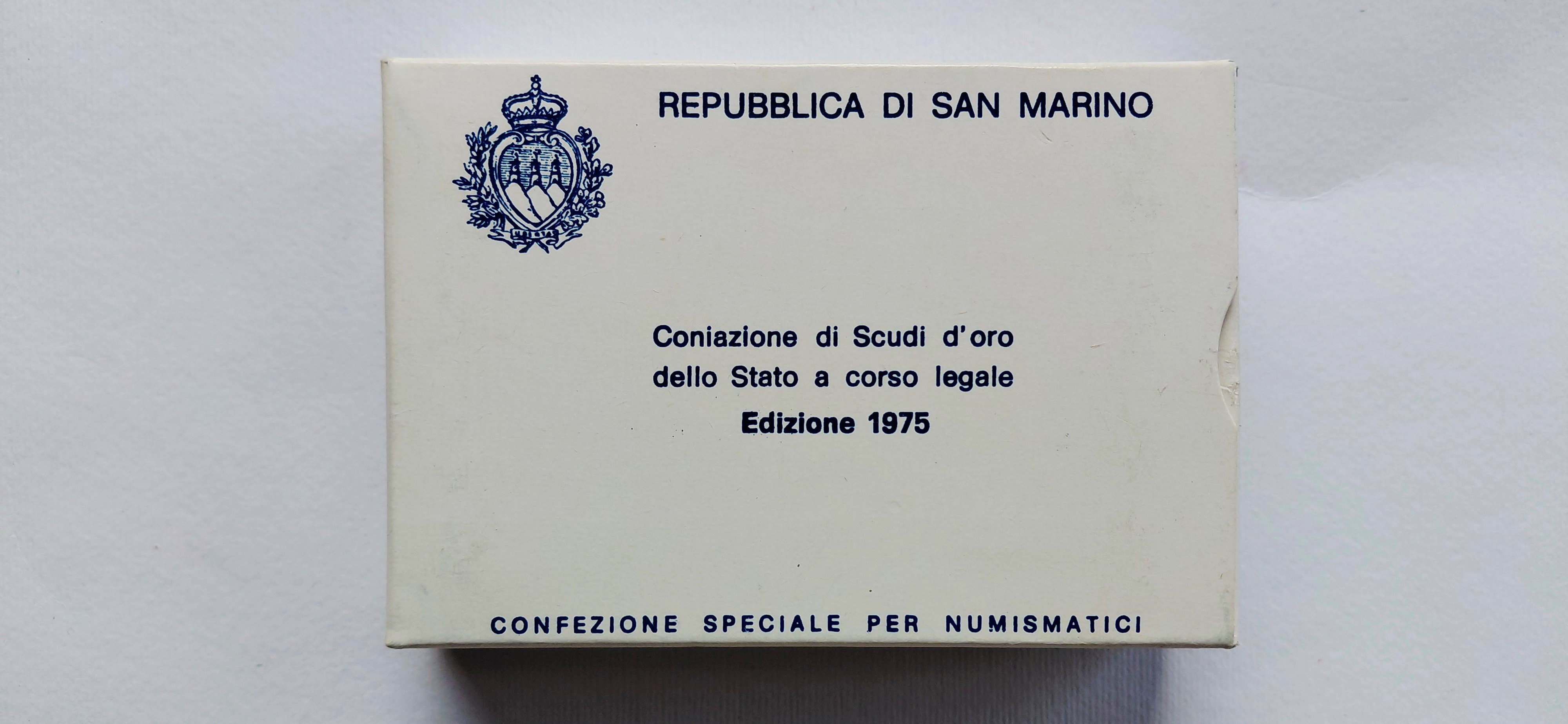 San Marino, Lotto di due monete - 2 Scudi e Scudo 1975, oro 917