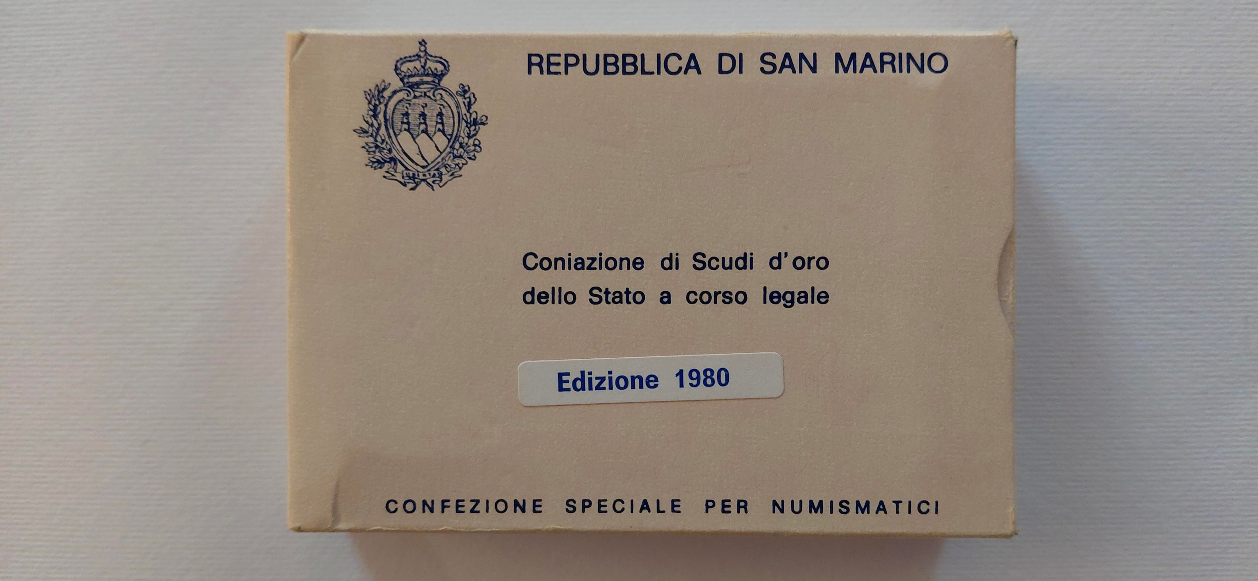 San Marino, Lotto di due monete: 2 Scudi e Scudo del 1980, oro 917