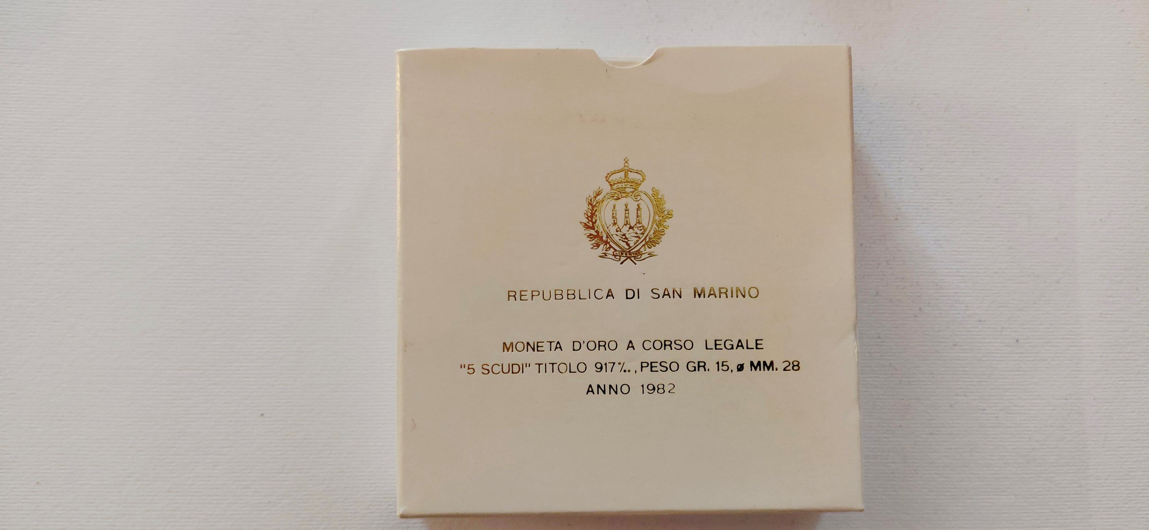 San Marino, 5 Scudi 1982, oro 917