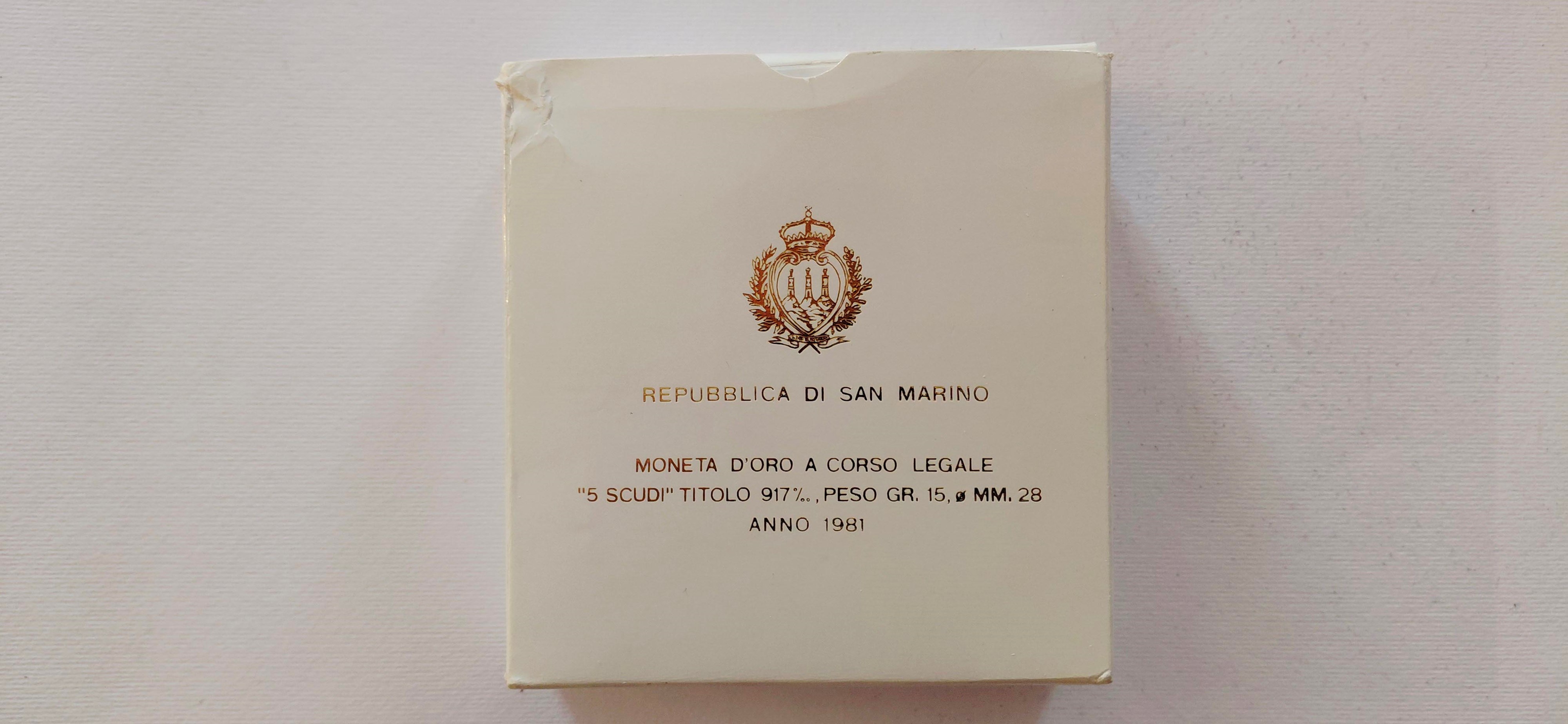 San Marino, 5 Scudi 1981, oro 917