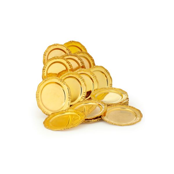 Ventiquattro piatti. Argenteria milanese del XX secolo, bollo con fascio littorio in uso dal 1935 al 1945, Argentiere Genazzi per Chiappe Genova