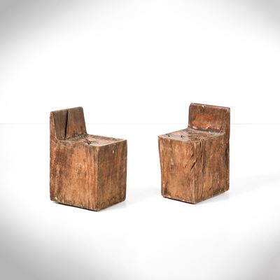 Due sedie, legno massello, Brasile, circa 1970