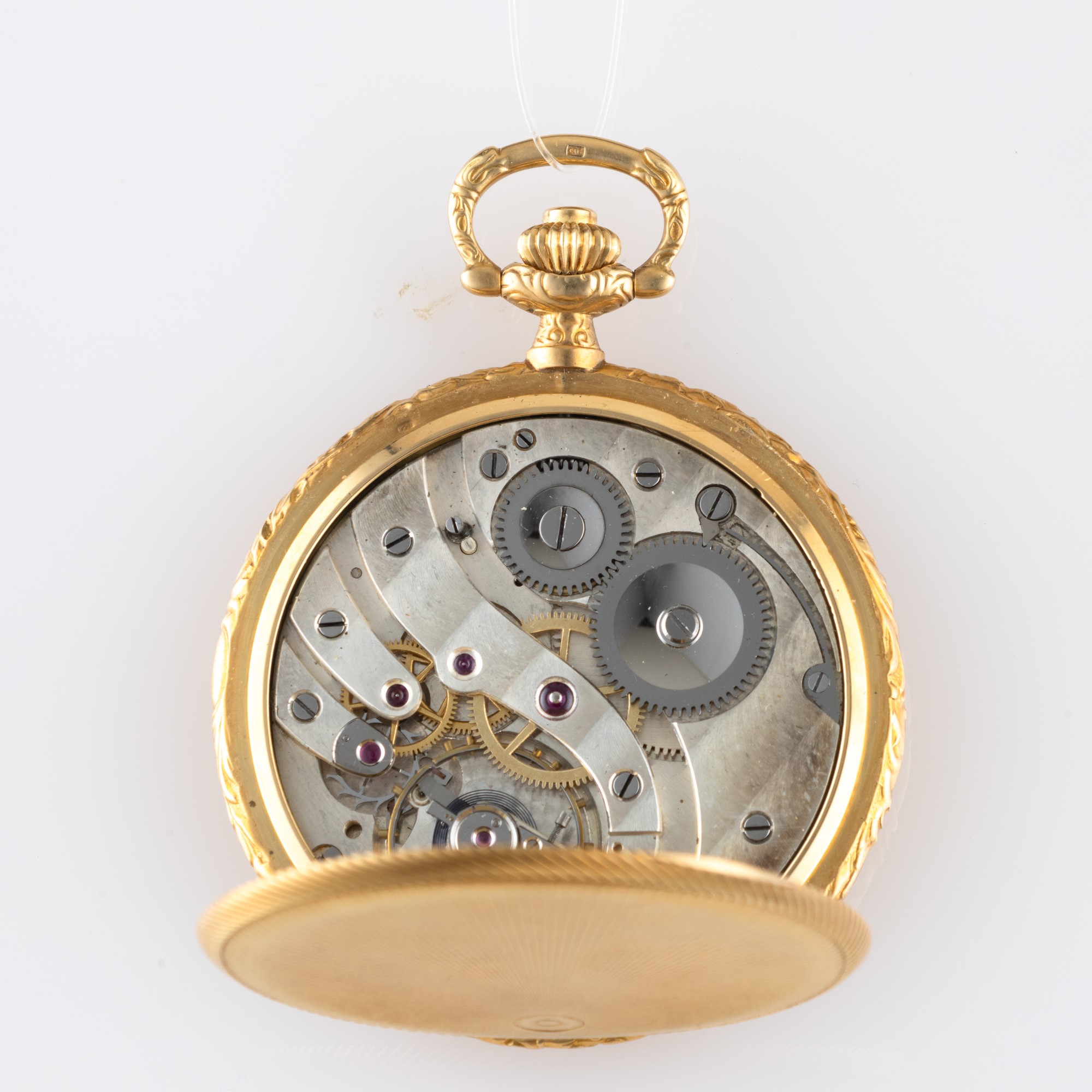 Vulcain - Savonette in oro giallo 18k con cassa decorata e quadrante argenté guilloché concentric...