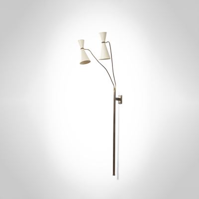 Grande lampada a parete in ottone e metallo laccato