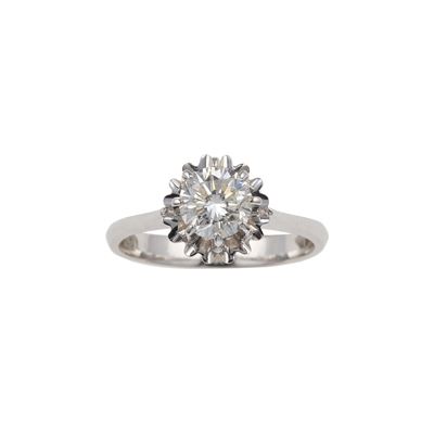 Anello, diamante taglio brillante di circa 0.83 ct, montatura in oro bianco 750/1000