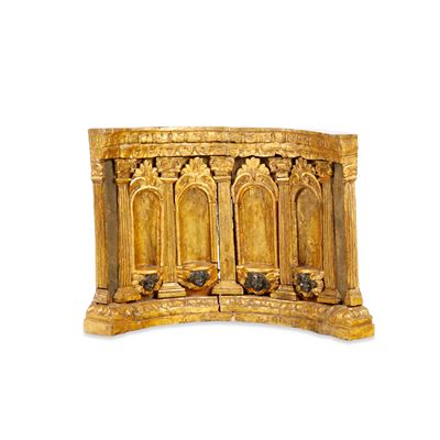Modello di tempietto ad anfiteatro, legno dorato, XVIII secolo