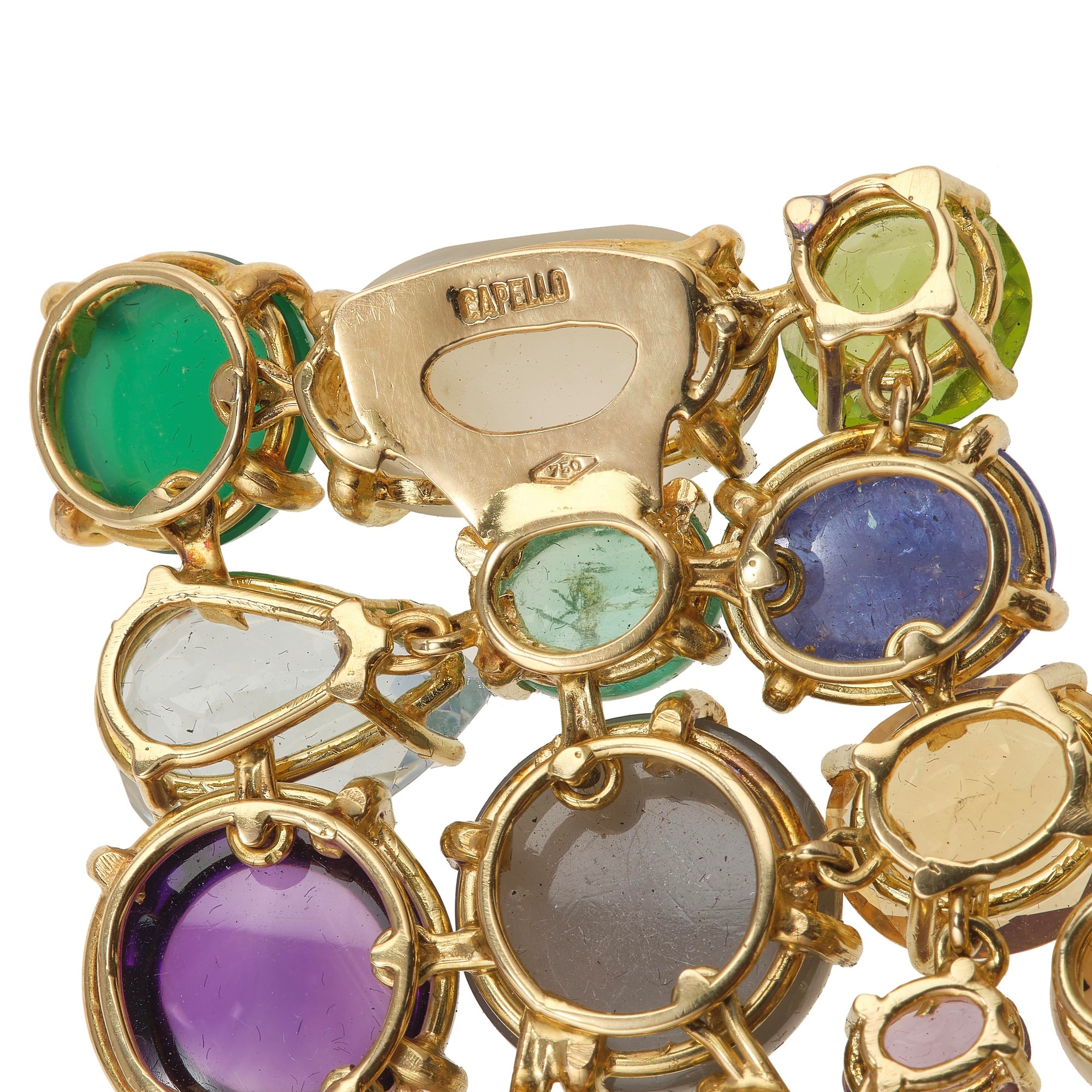 Capello, Bracciale in oro giallo 750/1000 con perle coltivate e gem-set