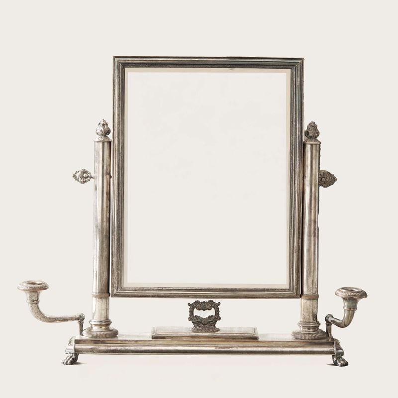 Psiche da tavolo in metallo argentato. XX secolo  - Auction Italian Mansions TIME - Cambi Casa d'Aste