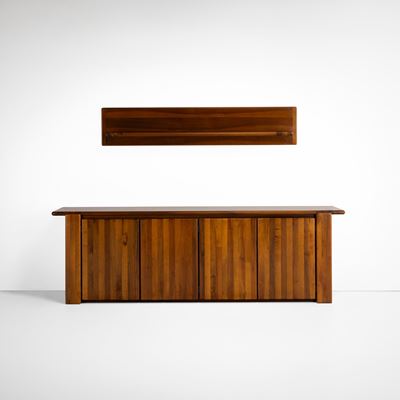 Credenza e mensola in legno impiallacciato