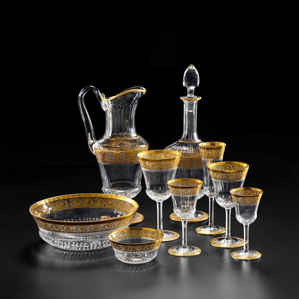 Servizio di calici "Thistle Gold" Francia, Manifattura Saint Louis, XX secolo 