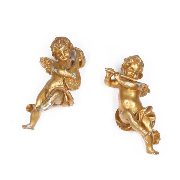 Coppia di angeli musicanti. Italia, XIX secolo