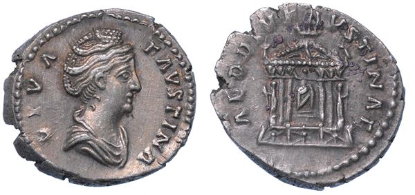 SHIPPING ONLY IN ITALY. FAUSTINA I (moglie di Antonino Pio), + 140/141. Denario. Roma.