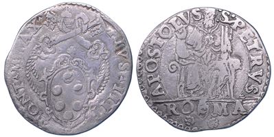 Stato Pontificio, Testone di Pio IV (1559-1565), Roma, argento