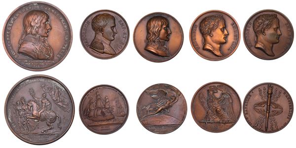 FRANCIA. NAPOLEONE I, 1804-1815. Lotto di cinque medaglie.