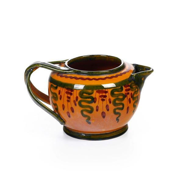 Piccolo versatoio. Deruta, bottega Santucci, XX secolo.