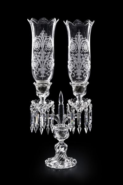 Candelabro “bambou Tors” Francia, Manifattura Baccarat, XX Secolo