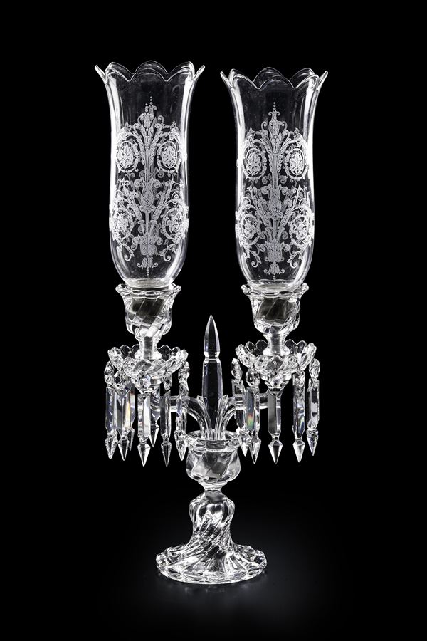 Candelabro “Bambou Tors”Francia, Manifattura Baccarat, XX secolo 