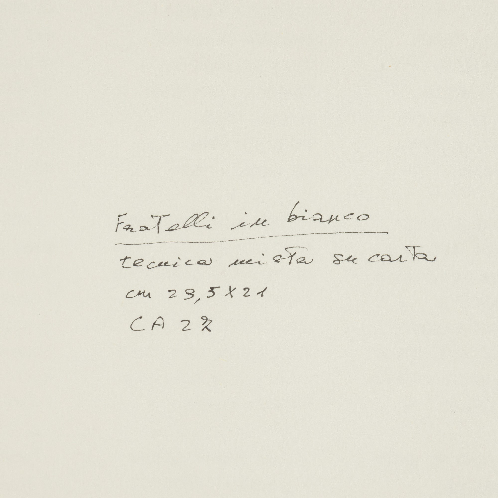 Emilio Isgrò - Fratelli in bianco, tecnica mista su carta