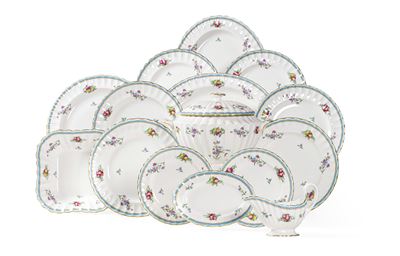 Servizio da Tavola “trapnell Sprays Turquoise Border” Inghilterra, Manifattura Spode, 1983-2004