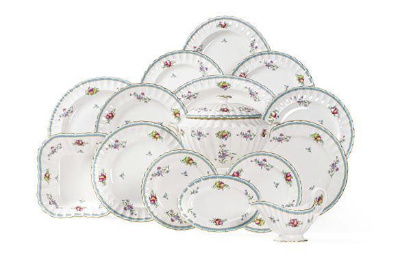 Servizio da tavola “Trapnell Sprays Turquoise Border” Inghilterra, Manifattura Spode, 1983-2004 