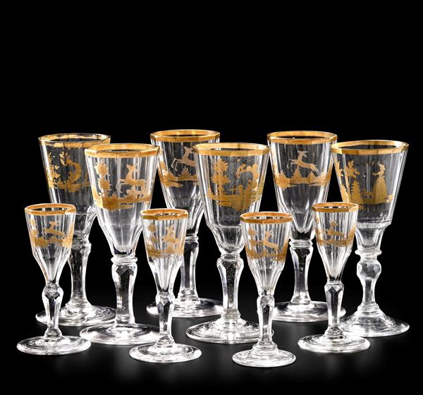 Set di calici veneziani Murano, XIX-XX secolo  