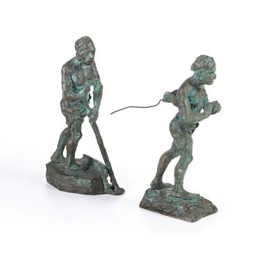 Tiozzo, Coppia di figure in bronzo (di cui una firmata)