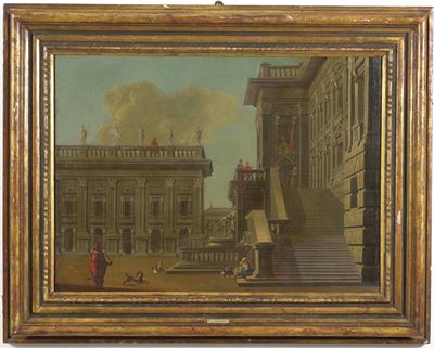 Veduta di piazza del Campidoglio, olio su tela
