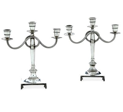 Coppia di Candelabri. Argenteria Toscana del XX Secolo, Argentiere Brandimarte, Firenze