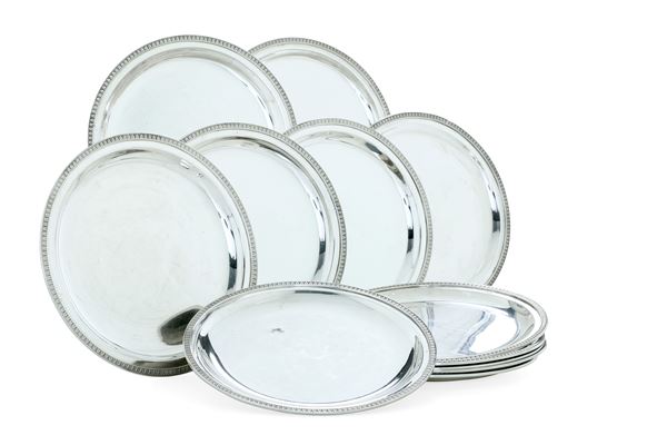 Dodici piatti da dessert. Argenteria italiana del XX secolo, argentiere I.M.A., Alessandria