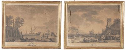 Le Bas, Jacques-Philippe (1707-1783) e Vernet, Charles Joseph (1714-1789), Vue des galeres de Nap...