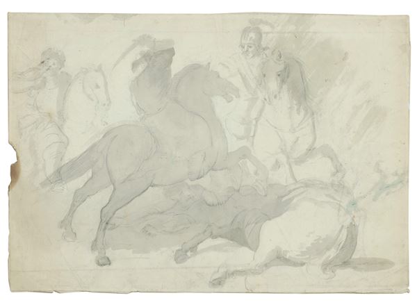 Scuola del XVIII secolo Scontro di cavalleria