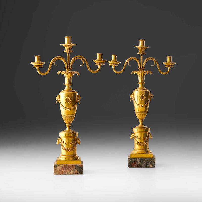 Coppia di candelabri. XVIII-XIX secolo  - Auction Italian Mansions - Cambi Casa d'Aste