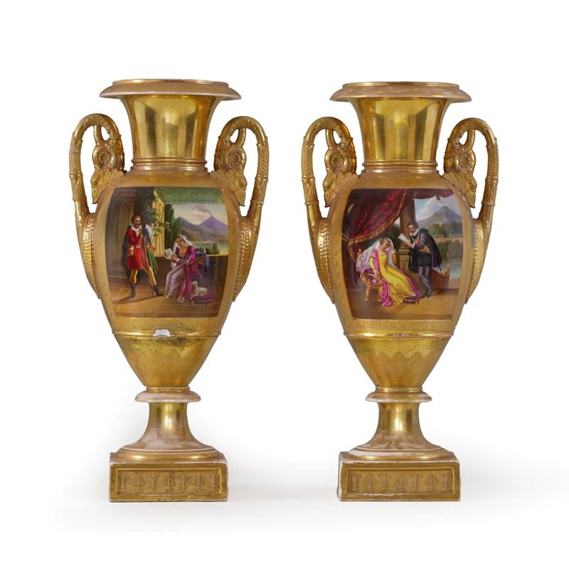 Coppia di vasi. Italia, Napoli (?), XIX secolo.