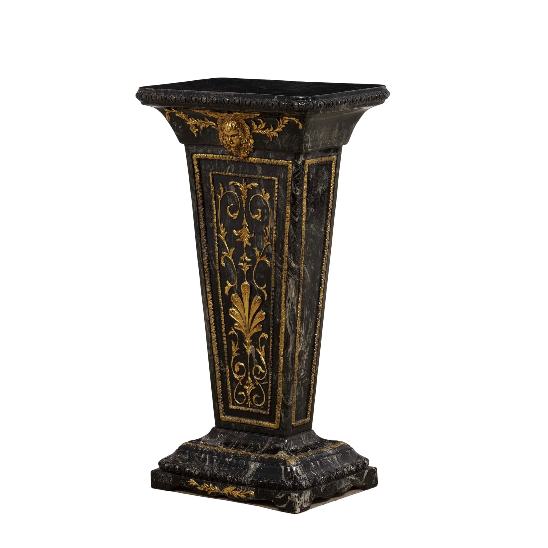 Colonna reggivaso, balaustro in terraglia dipinta con fregi dorati (XX secolo)