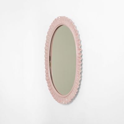Specchio da parete in ceramica smaltata e cristallo