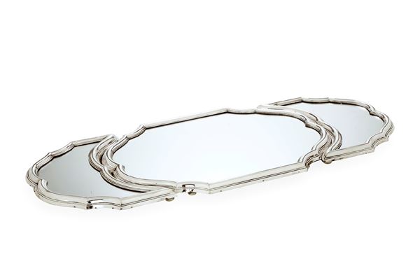 Présentoir con specchio. Argenteria milanese del XX secolo, bollo con fascio littorio in uso dal 1935 al 1945, argentiere Messulam