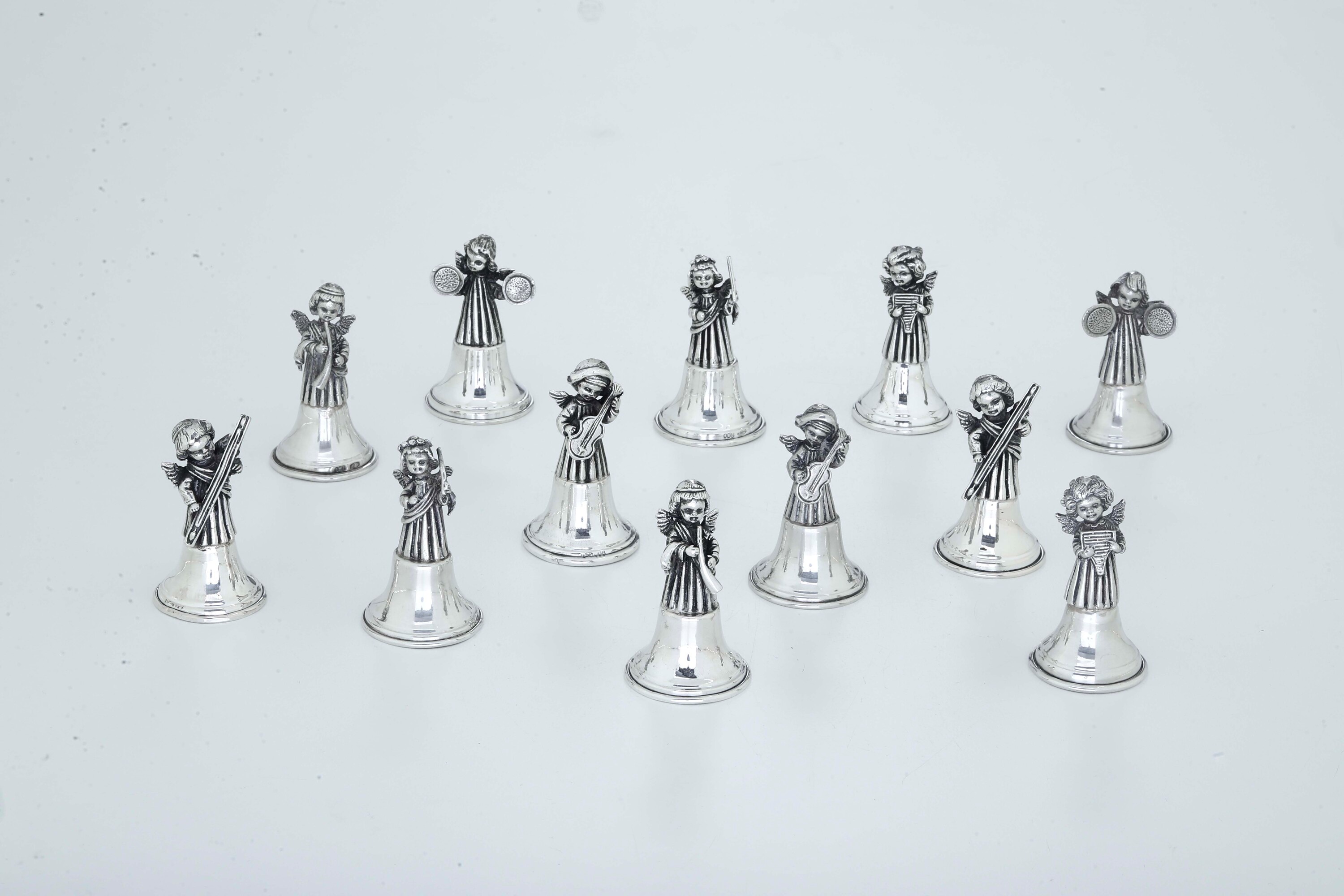 Gruppo di Dodici Campanelli/segnaposto. Argenteria Artistica Fiorentina del XX-XXI Secolo, Argent...
