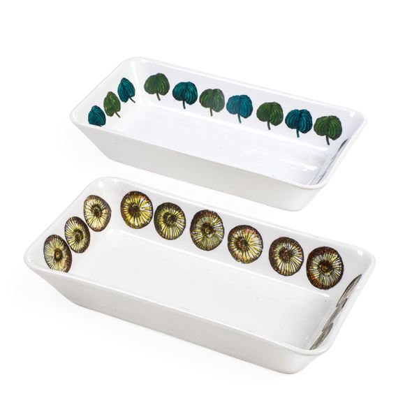 Due vassoietti per antipasti Milano, Piero Fornasetti (1913-1988), terzo quarto del XX secolo