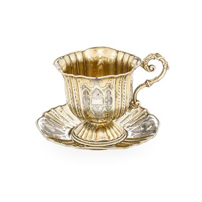 Tazza con Piatto. Francia o Russia, XIX Secolo Piatto Cm15,5